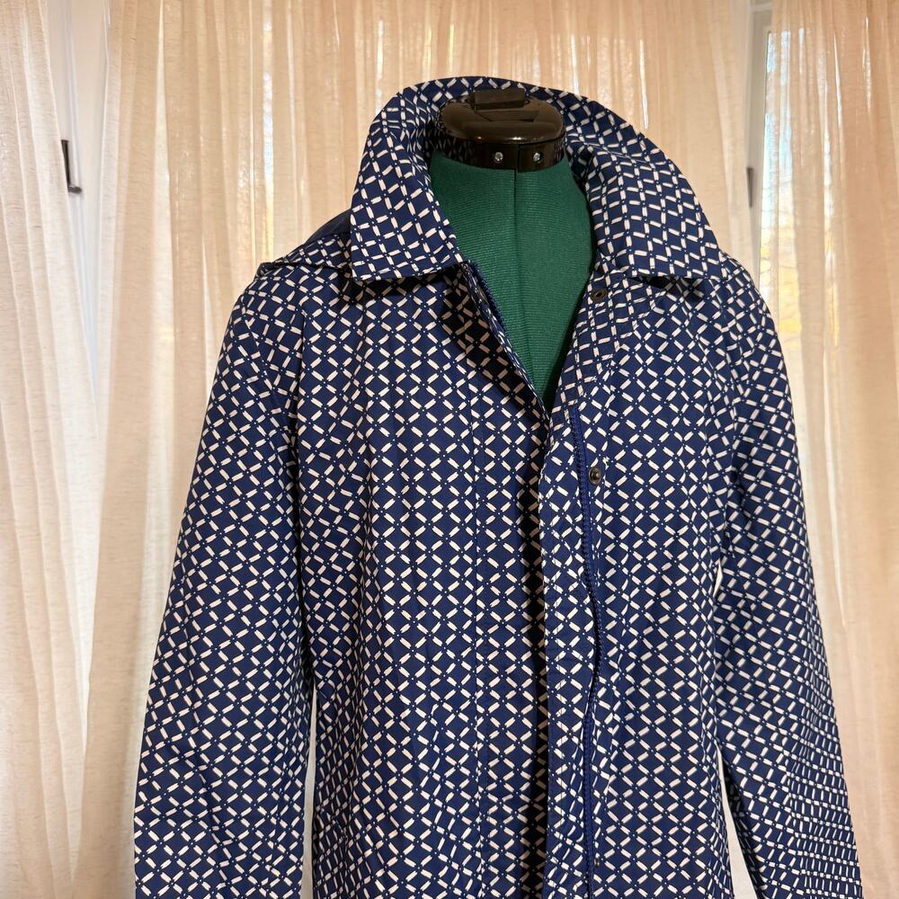 Lands' End Blue Patterned Mid-Length Jacket | Sz … - image 3